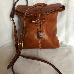 Dooney & Bourke vintage small cognac Florentine leather toggle crossbody bag